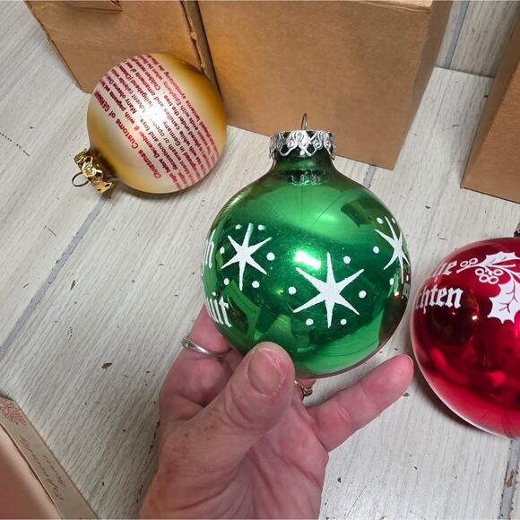 Vtg Mercury Glass Christmas Ornaments Austria German Set Of 4 Red Green Yellow - Picture 7 of 15